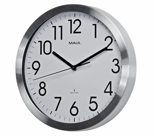 Wandklok MAUL Move RC 305x45mm alu wt batterij