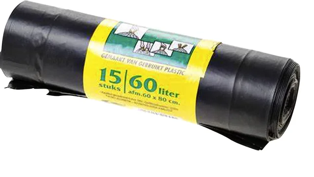 Vuilniszak Komo 60l trekband rol à 15st zwart