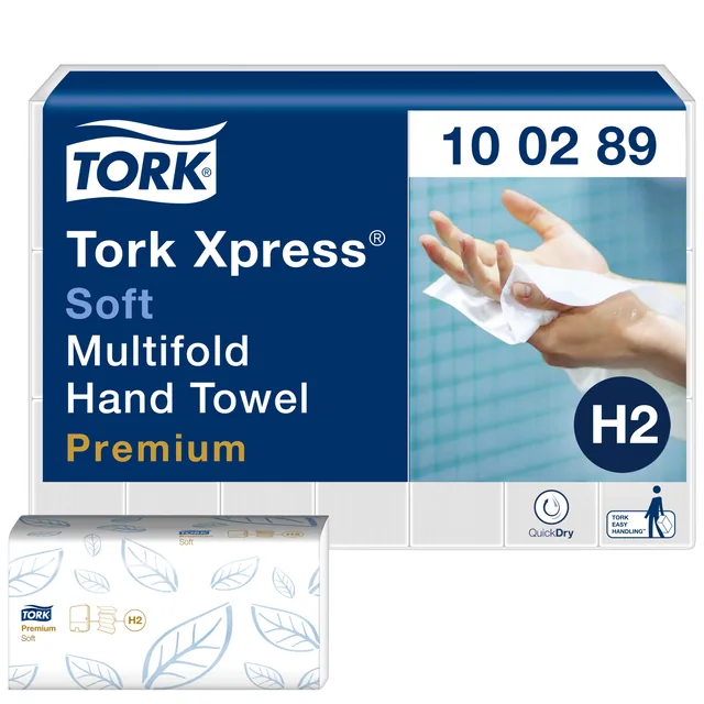 Handdoek Tork H2 Premium 2laags 212x255mm wit