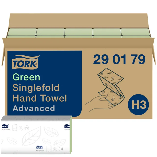 Handdoek Tork H3 Advanced 2laags 248x230mm groen