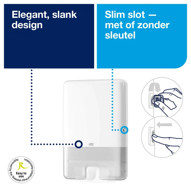 Handdoekdispenser Tork H2 Elevation wit