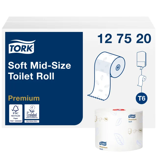 Toiletpapier Tork T6 Premium 2laags 90m wit