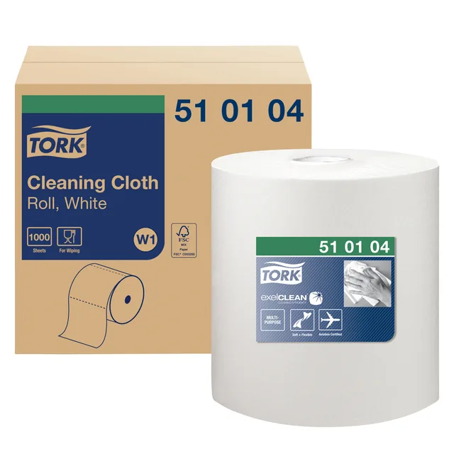 Reinigingsdoek Tork W1 Premium 1laags 380m wit