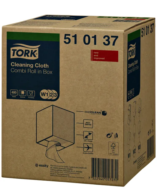 Reinigingsdoek Tork W2 Premium 1laags 152m wit