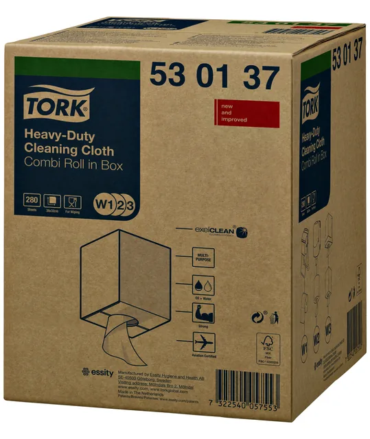 Reinigingsdoek Tork W2 Premium 1laags 106m wit