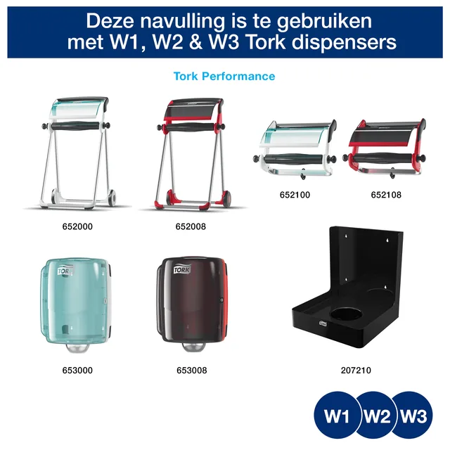Reinigingsdoek Tork W1 W2 W3 Premium blauw