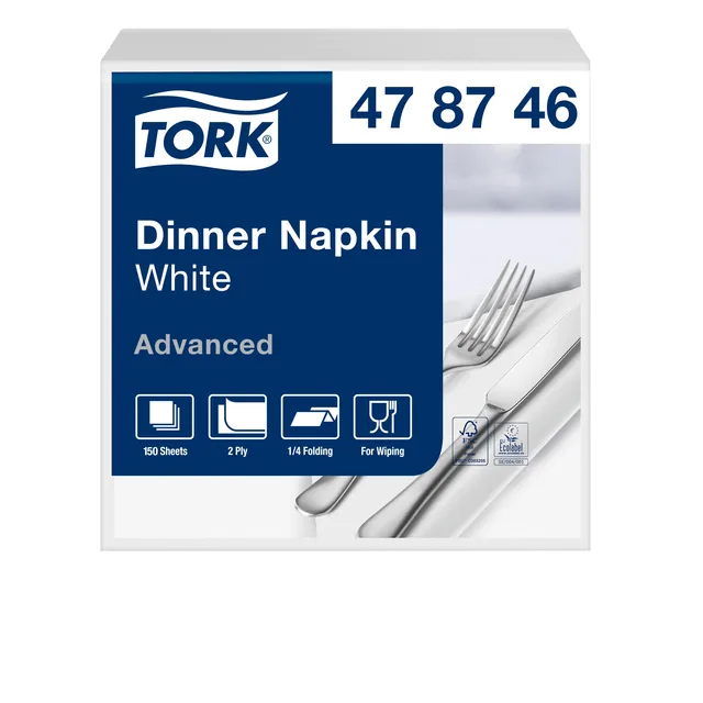 Dinerservet Tork Advanced vierdevouw 150 vel wit