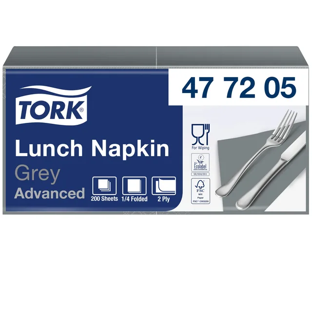 Lunchservet Tork Advanced vierdevouw grijs