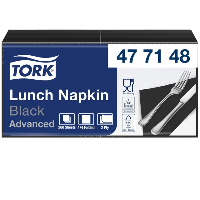 Lunchservet Tork Advanced vierdevouw zwart