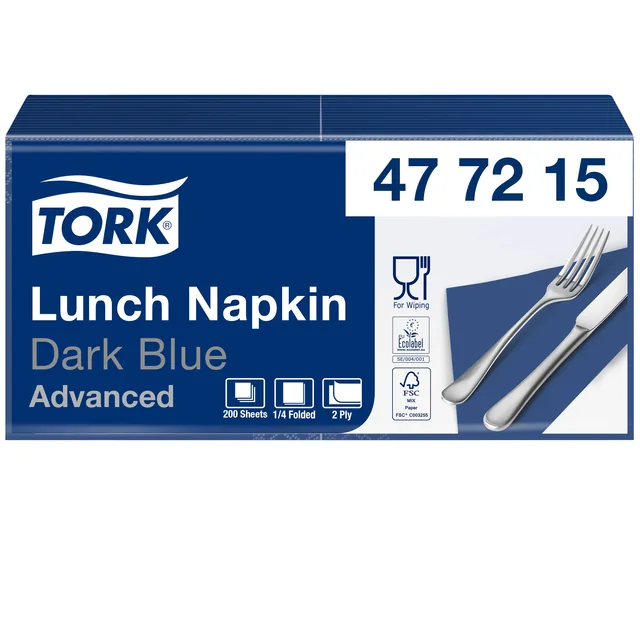 Lunchservet Tork Advanced vierdevouw donkerblauw