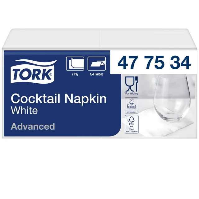 Cocktailservet Tork Advanced 2laags 200 vel wit