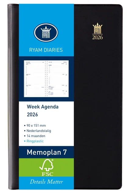 Agenda 2027 Ryam Memoplan 7 Suprema 7d/2p zwart
