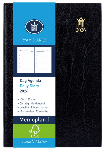 Agenda 2027 Ryam Memoplan 1 Mundior 1d/1p zwart