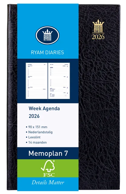 Agenda 2027 Ryam Memoplan 7 Suprema 7d/2p zwart