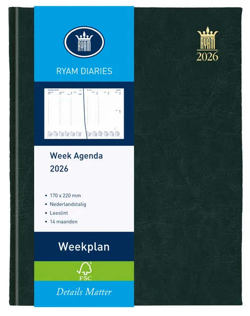 Agenda 2027 Ryam Weekplan Mundior 7d/2p zwart