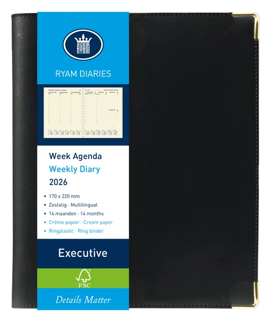 Agenda 2027 Ryam Executive Nappa 7d/2 zwart