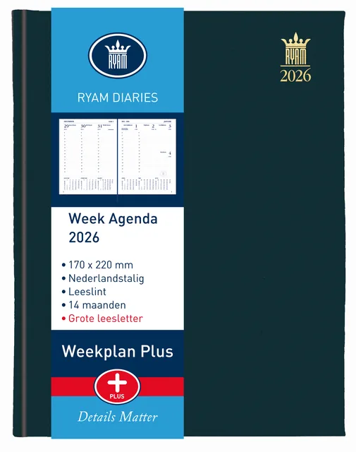 Agenda 2027 Ryam Weekplan Plus Mercury 7d/2p zwart