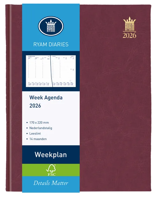 Agenda 2027 Ryam Weekplan Mundior 7d/2p bordeaux