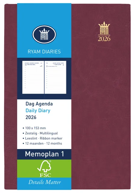 Agenda 2027 Ryam Memoplan 1 Mundior 1d/1p bordeaux