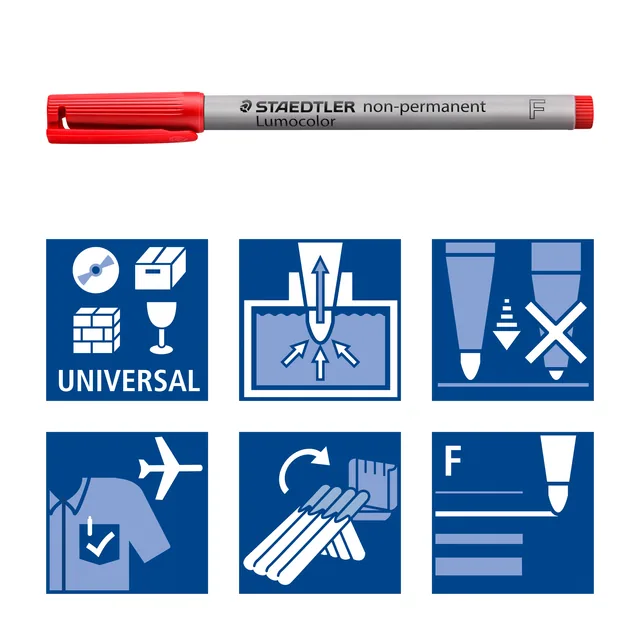 Viltstift Staedtler OHP Lumo F 316 non perm rood