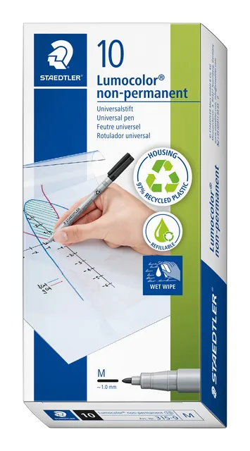 Viltstift Staedtler OHP Lumo M 315 non perm zwart