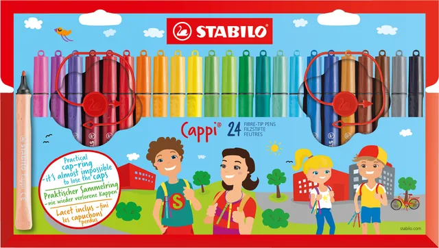 Viltstift STABILO Cappi 168/24 M 24st assorti