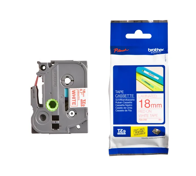 Labeltape Brother Ptouch TZe242 18mm wit
