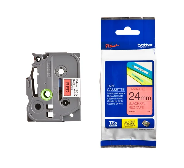 Labeltape Brother Ptouch TZe451 24mm rood