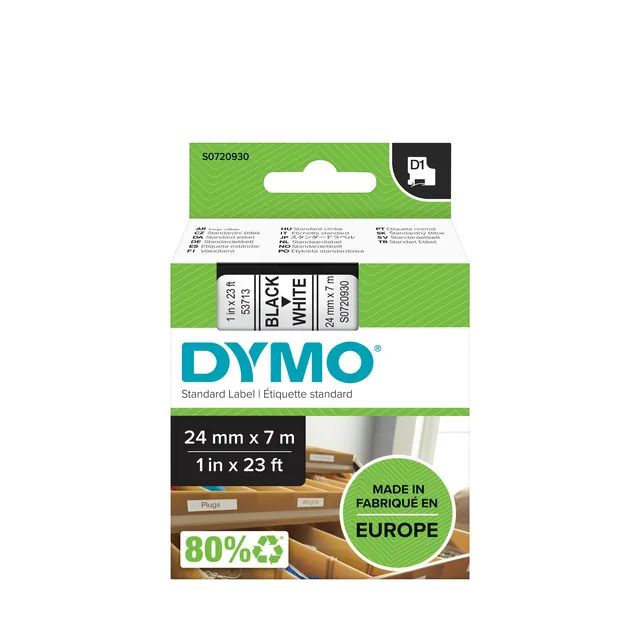 Labeltape Dymo LabelManager D1 polyester 24mm wit