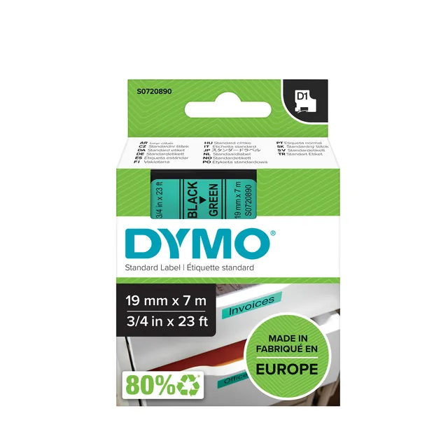Labeltape Dymo LabelManager D1 polyester 19mm grn