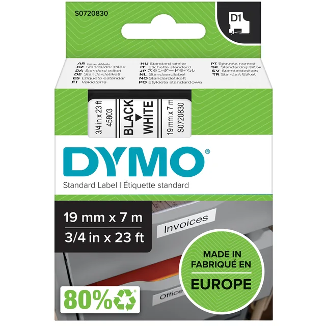 Labeltape Dymo LabelManager D1 19mmx7m wit