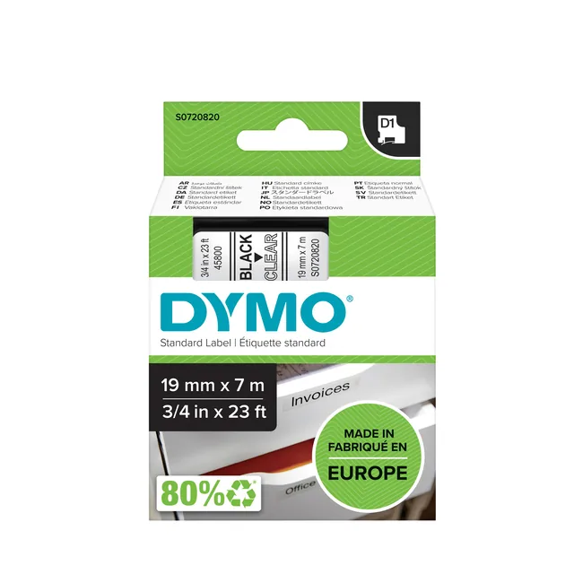 Labeltape Dymo LabelManager D1 polyester 19mm trns