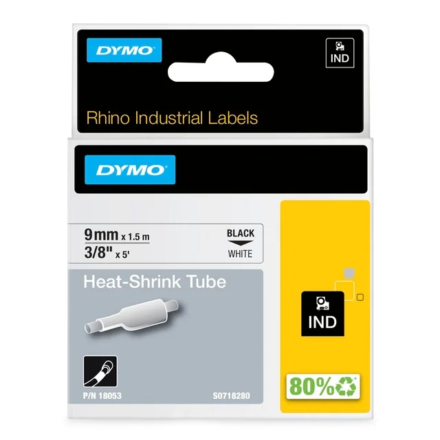 Labeltape Dymo Rhino industrieel krimpkous 9mm wit