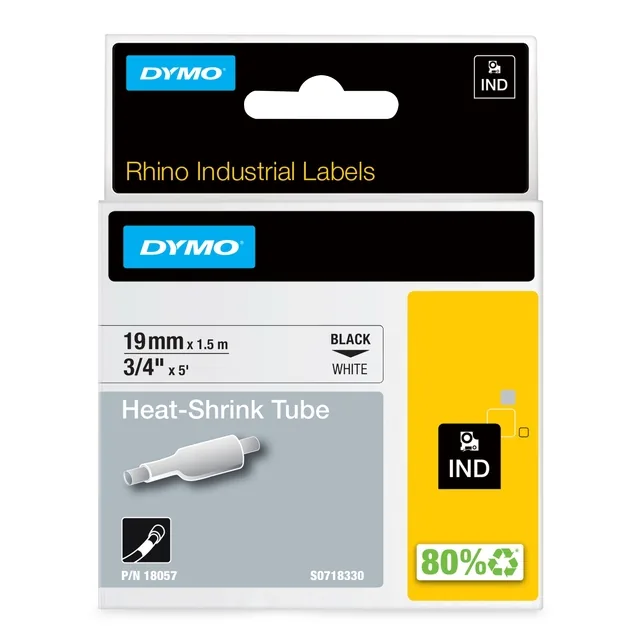 Labeltape Dymo Rhino industrieel krimpkous 19mm wt