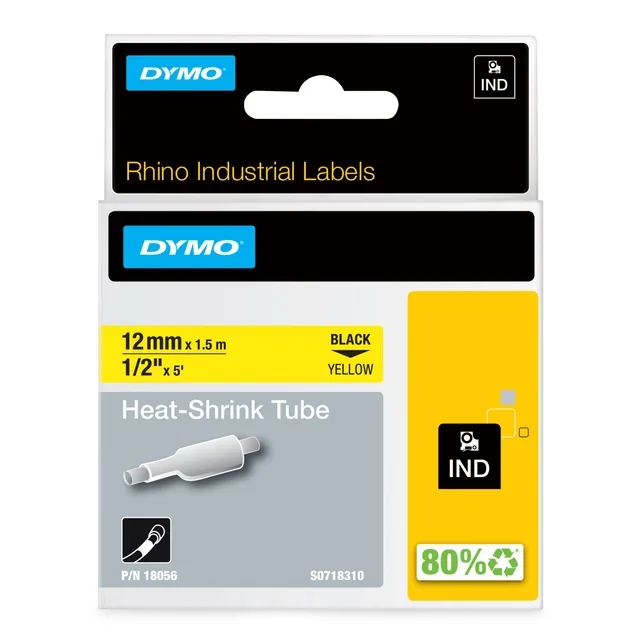 Labeltape Dymo Rhino industrieel krimpkous 12mm gl