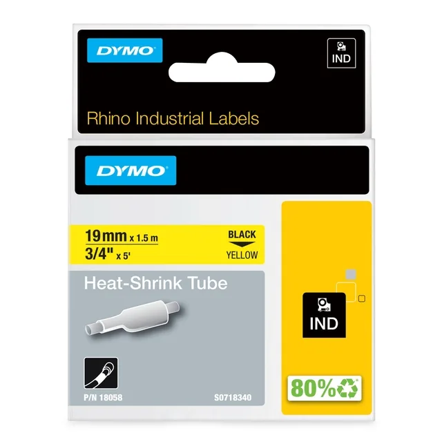 Labeltape Dymo Rhino industrieel krimpkous 19mm gl