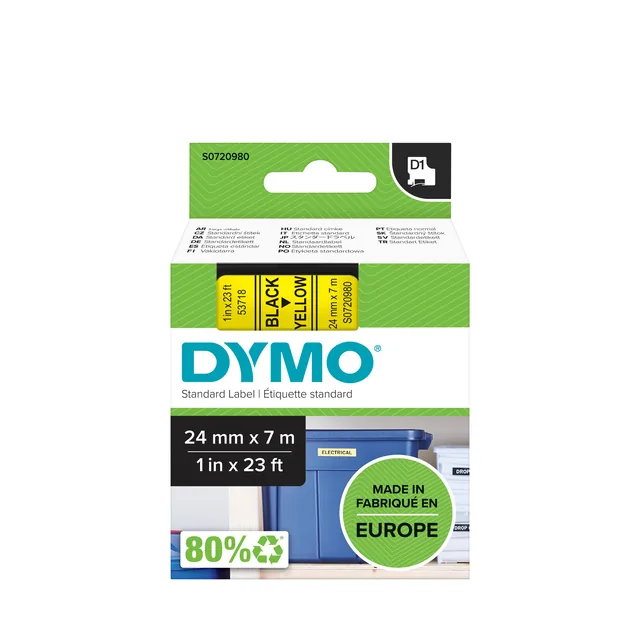 Labeltape Dymo LabelManager D1 polyester 24mm geel