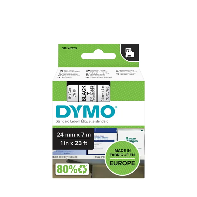 Labeltape Dymo LabelManager D1 polyester 24mm trns