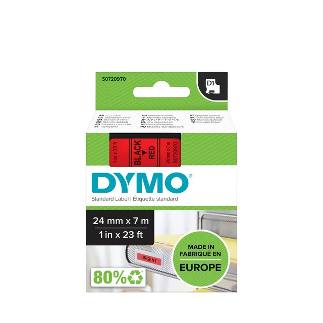 Labeltape Dymo LabelManager D1 polyester 24mm rood