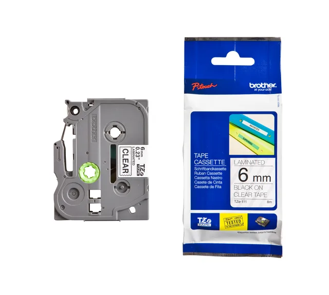 Labeltape Brother Ptouch TZe111 6mm transparant