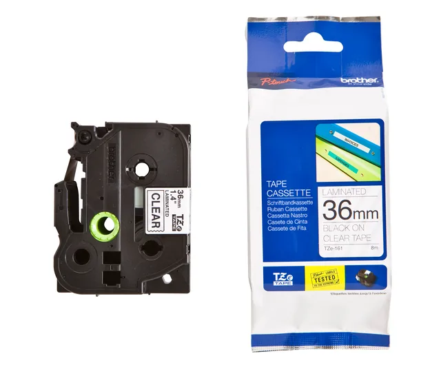 Labeltape Brother Ptouch TZe161 36mm transparant