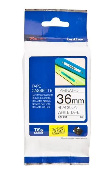 Labeltape Brother Ptouch TZe261 36mm wit