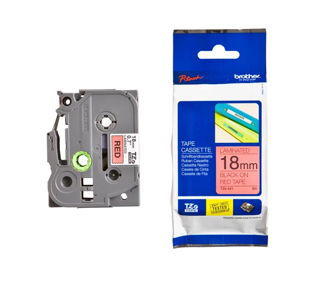 Labeltape Brother Ptouch TZe441 18mm rood