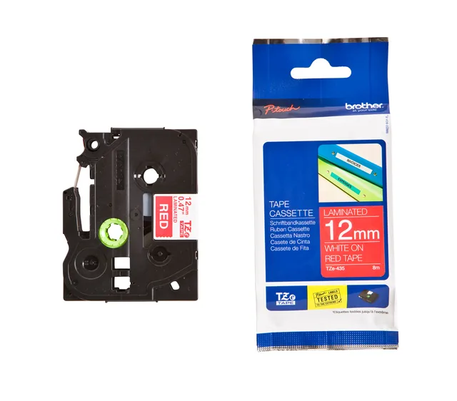 Labeltape Brother Ptouch TZe435 12mm rood