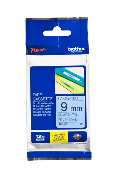Labeltape Brother Ptouch TZe521 9mm blauw