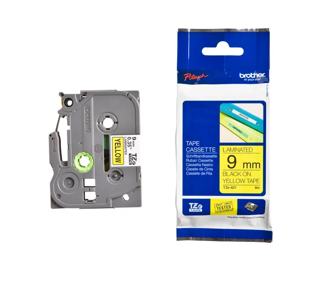 Labeltape Brother Ptouch TZe621 9mm geel