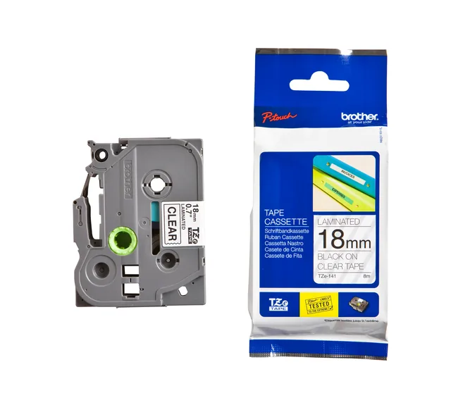 Labeltape Brother Ptouch TZe141 18mm transparant