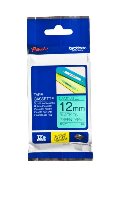 Labeltape Brother Ptouch TZe731 12mm groen