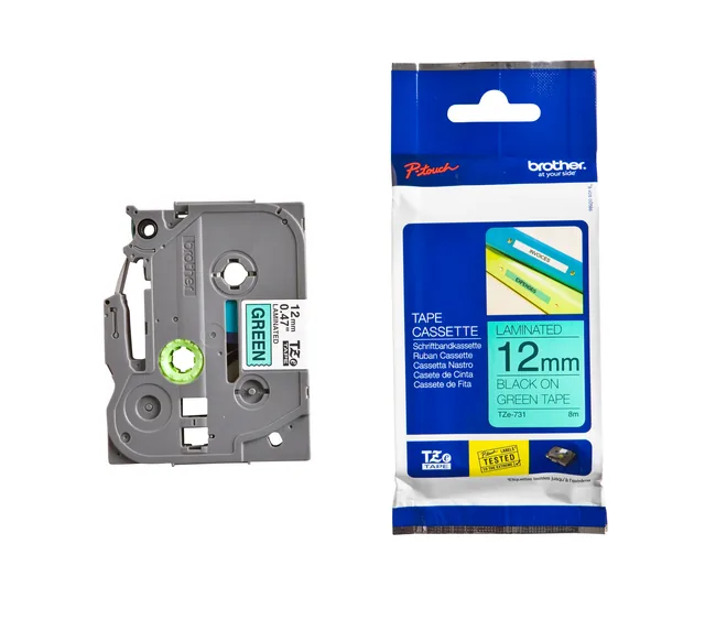 Labeltape Brother Ptouch TZe731 12mm groen