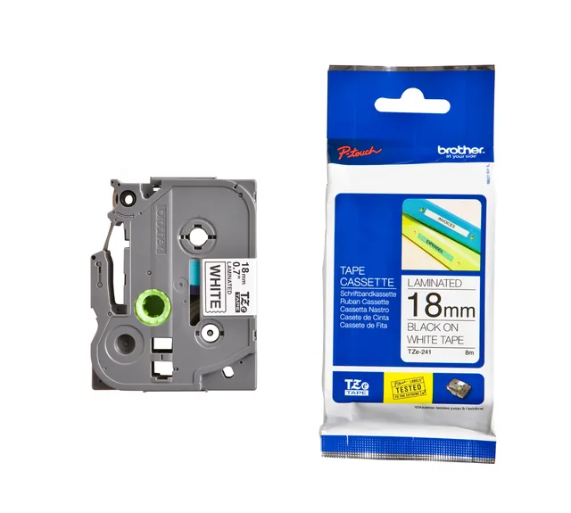 Labeltape Brother Ptouch TZe241 18mm wit